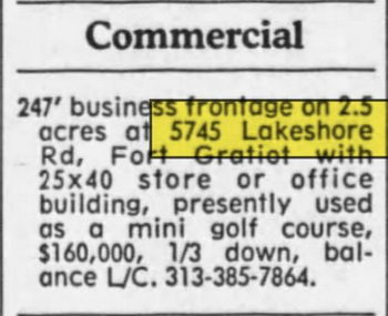 Lakeshore Putt-Putt Golf - 1993 For Sale (newer photo)